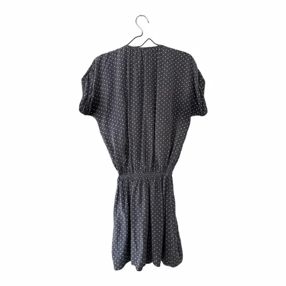 Rebecca Taylor Silk Gray Polka Dot Mini Dress Women’s Size 4 Tie Waist - Picture 3 of 9